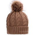 Sombrero de punto de gorra de punto Gorro de piel con piel POM POM